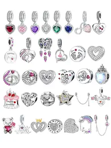 Heart & Star & Letter Design Bling Glitter Beads/Charms, Fashionable Jewelry Making Kit for Bracelet & Necklace, DIY Jewelry Making Accessories for Women