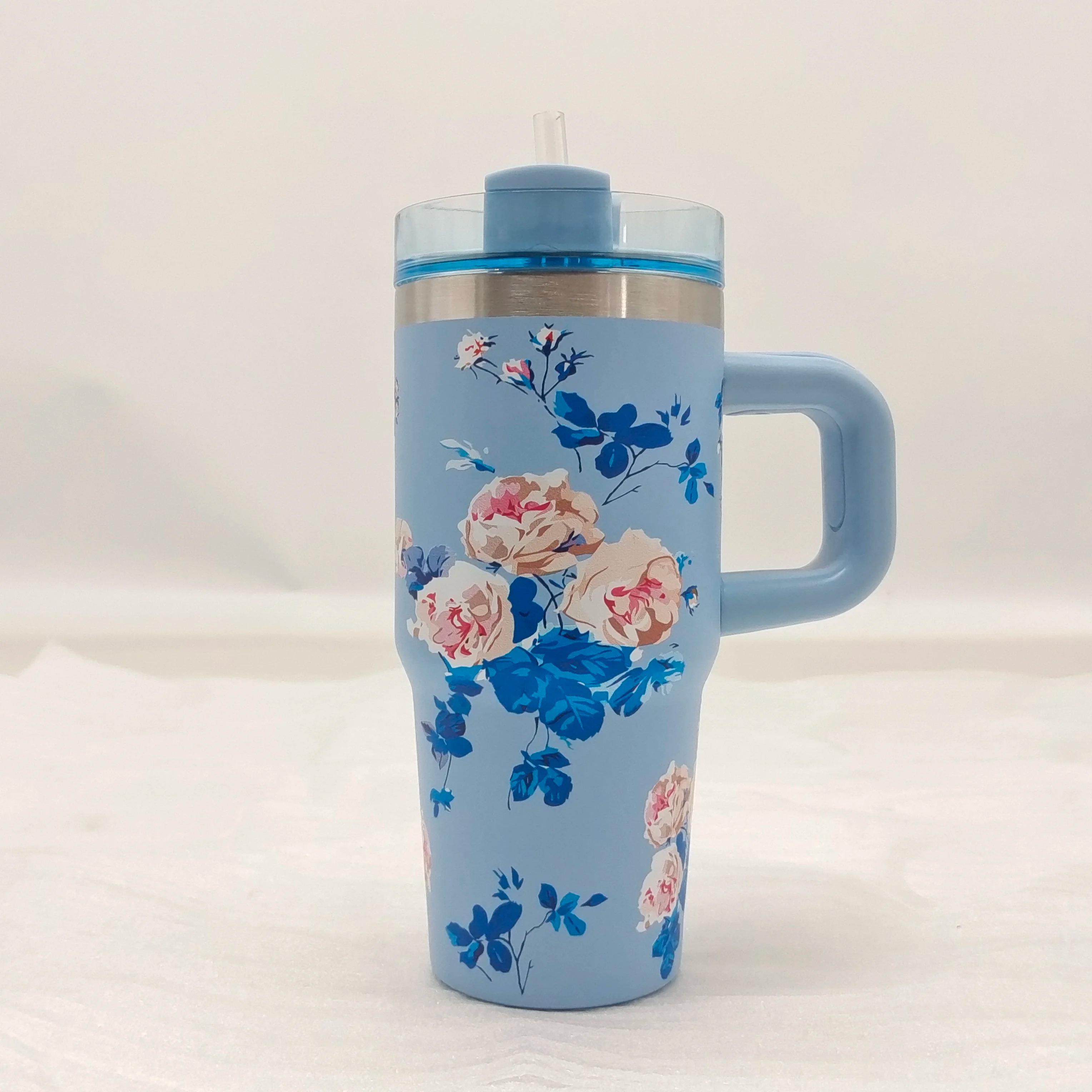 Car Stuff 14oz Car Cup 304 Stainless Steel Insulated Travel Tumbler with Handle Straw Lid & Cold Retention