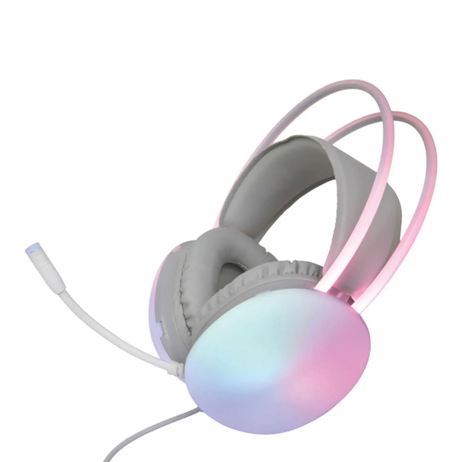 PC Gaming Headset with Customizable Rainbow LED Lighting, Deep Bass Sound, Cushioned Ear Cups, Comfortable Stylish Wired Over-Ear Headphones for PC Gaming Accessories