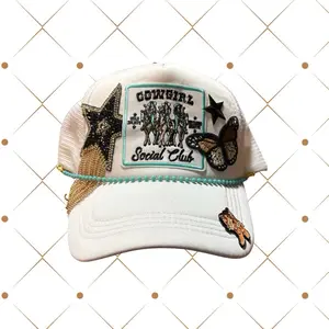 Trucker Hat with Embroidered Patch and Chain Detail