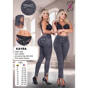 Kayra Jean Colombian Fitted with Internal Girdle Style 180 Panty Back Pockets Skinny Denim Trouser for Women Minimalist Basic Streetwear