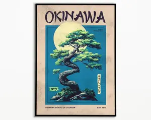 Vintage Okinawa Travel Poster - Artistic Retro Japanese High-Res Ink Paper Print, Home Decor Wall Art
