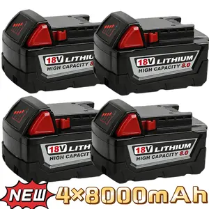 NEW High quality 4 PACK 8.0 AH For Milwaukee for M18 Lithium Extended Capacity Battery 48-11-1860