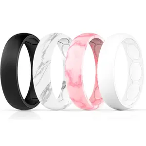 Summer Spring Gift Breathable Silicone Wedding Ring for Women – 5.7mm Durable Rubber Band, Comfortable & Skin-Safe Fit