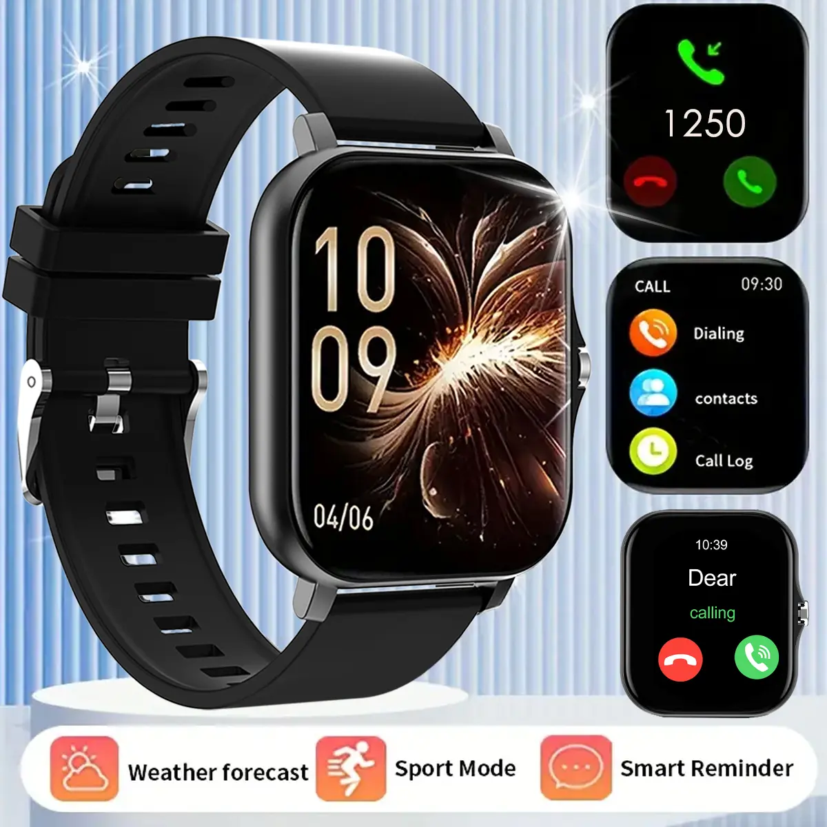 Wearable Smartwatch, Smartwatch With Calls, Wireless Call & Message Alert, Precise Step Count & Calorie Tracking, Multiple Sports Modes, Weather Update, Wireless Connection, Minimalist Design, Long-Lasting Battery, Comfortable Wear, Unisex
