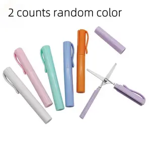 Mini Portable Folding Scissors Set, 2 Pieces Art Craft Shears for School Office Home Use, Compact Travel Friendly Design Paper Cutters, Multifunctional Stationery