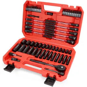 63-Piece Metric 1/4" Drive Socket Set & Nut Driver Set, Impact Standard & Deep Socket Set (4-15mm), 1/4" Hex Shank 6" Magnetic Nut Drivers, Extension Bar, Quick-Release Ratchet handle, Universal Joint