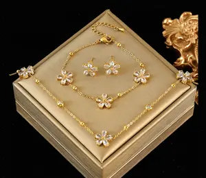 Flower Stainless Steel Vintage Jewelry Set