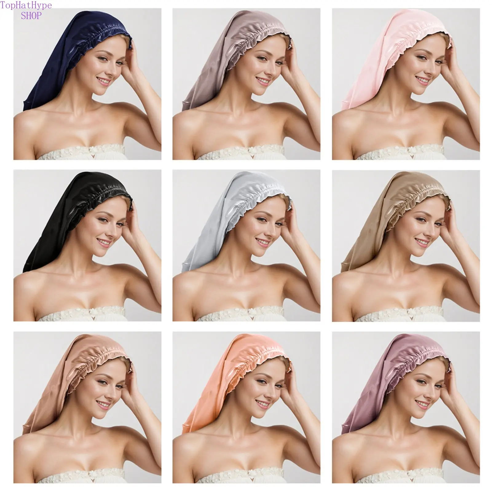 Women's Plain Heatless Long Satin Sleep Bonnet - Braiding Bonnet Hats, 1-Size-Fits-All Solid Color, Stretchy Elastic Band, Soft Imitation Silk Night Cap, Haircare for Chemo Patients & Nighttime Protection
