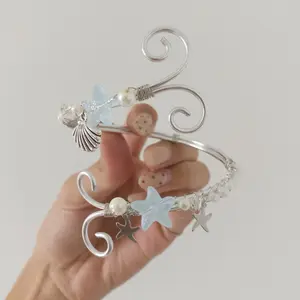 Ocean Butterfly Wire Arm Cuff – Handmade Festival Jewelry  Starfish Floral Bracelet Summer
