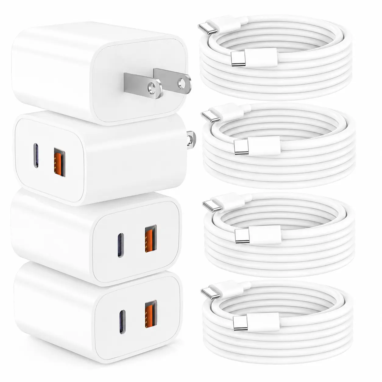 For iPhone 17 Charger, 20W USB-C Power Adapter, Type-C Fast Charger Compatible with iPhone 17, 17 Plus, 17 Pro Max, 16, 16 Plus, 16 Pro Max, 15 Pro Max, iPad Pro, and other models (1, 2, or 3-pack, includes a 10FT USB-C cable, white) Device Protection