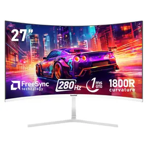 27 Inch PC computer screen,1800R Curved Gaming 280Hz Monitors, FHD1080p 1ms without Bezel, freesync, 98%sRGB,178 ° Angle View HDMI DisplayPort, Compatible with Wall-Mounted VESA100*100MM-White