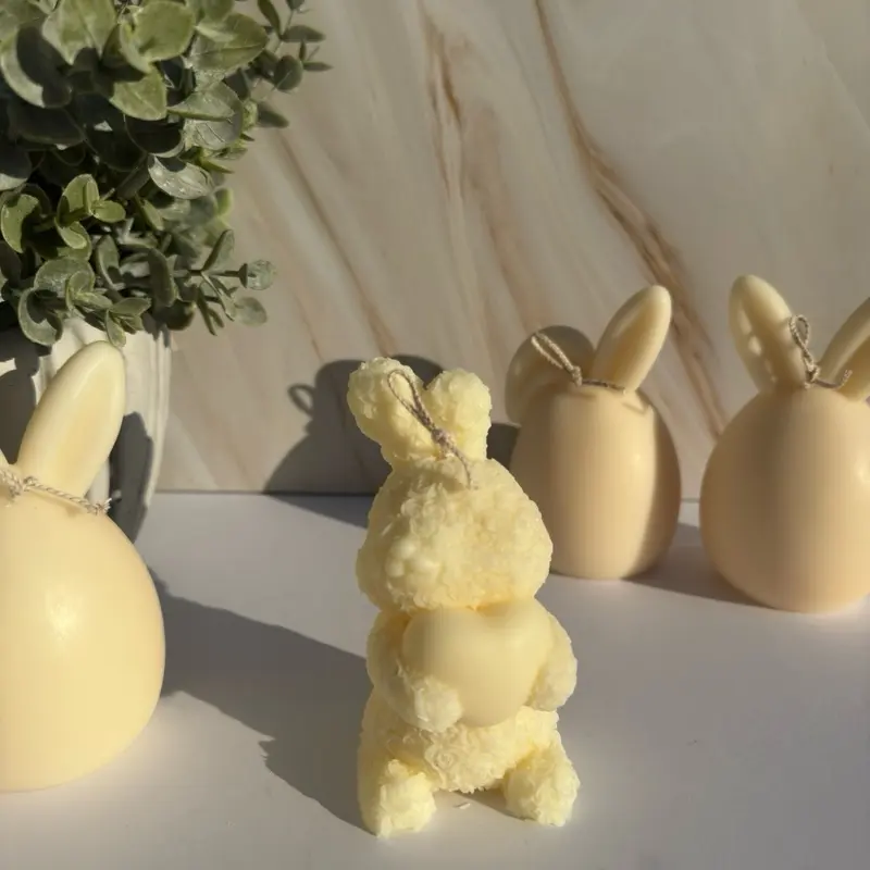 Easter Bunny Heart  Candle Pillar Decoration- 100% Soy wax Gift scented handmade candles