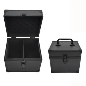 KCALEFV Graded Card Storage Box - Aluminum Alloy Top Loader Card Brick Case 1 Count 2 Grid Dustproof Organizer with Lid for Mtg/Pkm/Ptcg Sport Cards, With 44 Card Slabs, Fits Psa, Csg, Bgs and Top Loaders Gifts for Mom