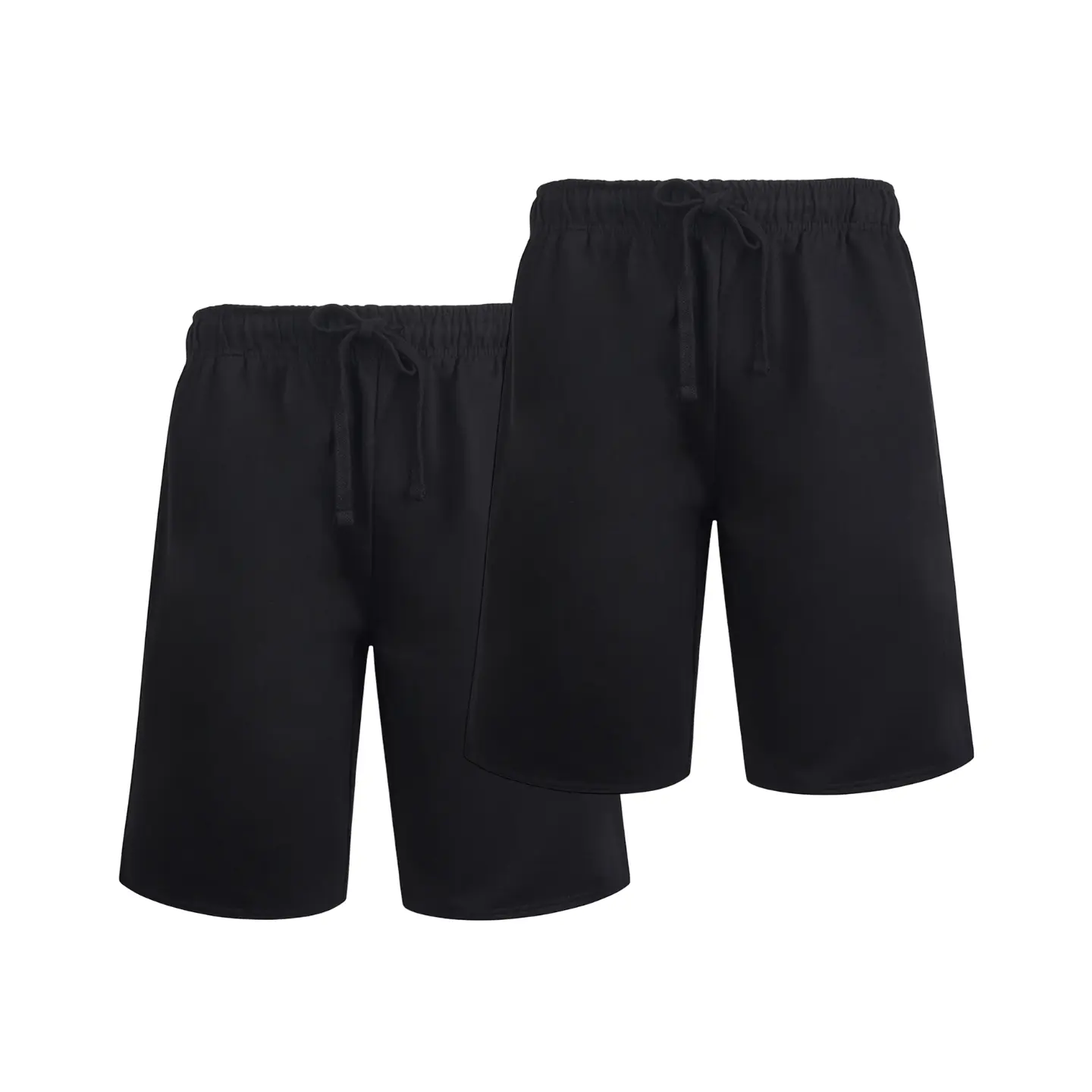 2 Pack Men's Fleece Shorts Lightweight Cotton with Drawstring and Pockets Casual Warming Thermal Lined Spring Shorts Menswear Bottoms Elastic Athletic