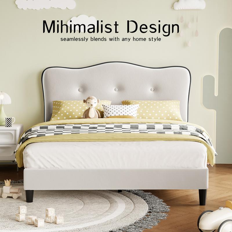 TryLazy Princess Pink Velvet Cloud Bed Frame No MATTRESS Modern Style No Box Spring Needed Zero Noise Easy Assembly Twin Full Queen Sizes