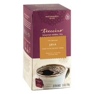 Teeccino Java Roasted Herbal Tea 25 Teas Bags - 7.5 oz (200g) Made with Organic Herbs, No Coffee Included