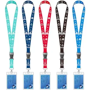 Cruise Lanyard for Ship Cards, 5 Pack Cruise Ship Lanyards with Waterproof ID Badge Holders & Detachable Buckle, Cruise Essentials 2026 for Carnival, Royal Caribbean, MSC, NCL