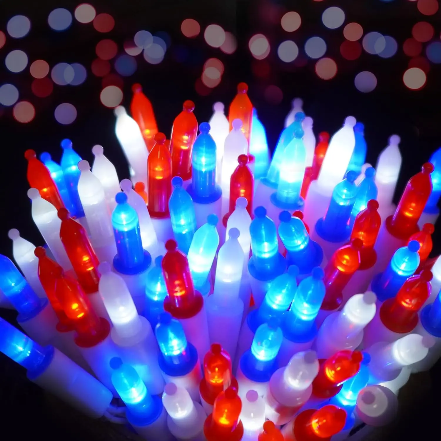 2 Pack 100 LED 4th of July Decor String Lights, 38.4FT Battery Operated Red White Blue Patriotic Lights with 8 Modes & Timer for Indoor Outdoor Decorations