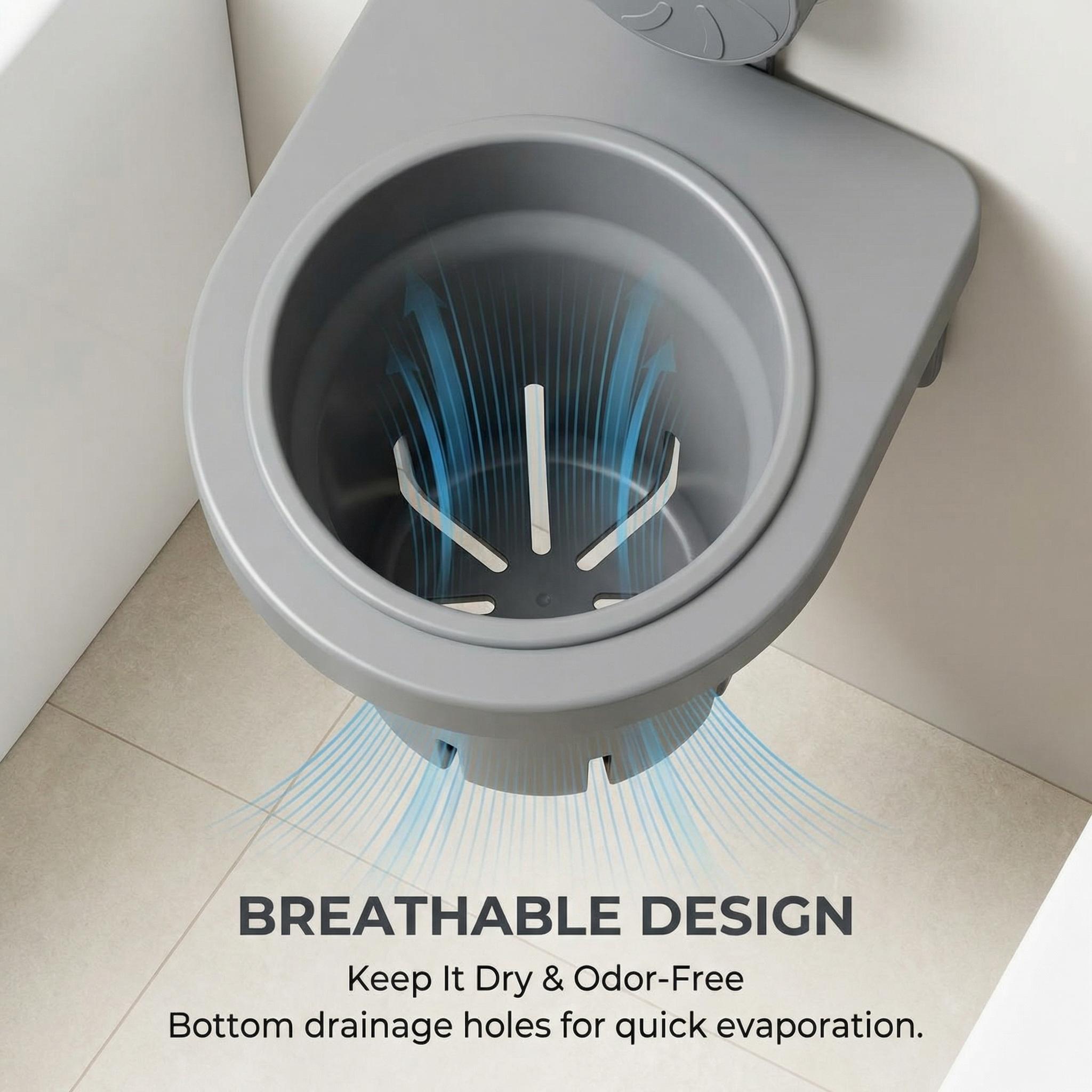 No-Drill ABS Toilet Brush with Holder, Wall-Mounted Suction Cup Toilet Scrubber, Rust-Proof, Drainable Odor-Free Bathroom Cleaning Tool