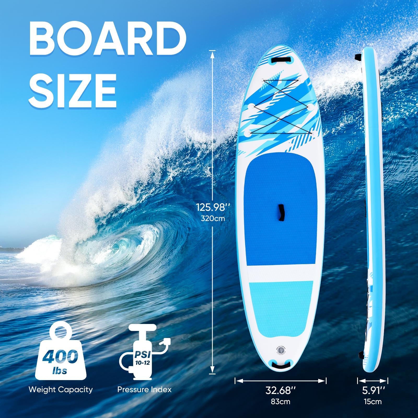 10.5ft Inflatable Stand Up Paddle Board 125.9"×32.6" | 400lbs Weight Capacity | Beginner Friendly SUP with Premium Accessories for Lakes, Rivers & Ocean