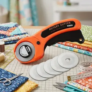 Tungsten Steel Rotary Paper Cutter & Fabric Blade Set: 6-in-1 Craft Tool with Magnetic Quick-Change Blades, Safety Lock. Perfect for Fabric Cutting, Leather Scoring, Wallpaper Trimming, DIY Projects. Sewing Tools, Sewing Supplies Crafts