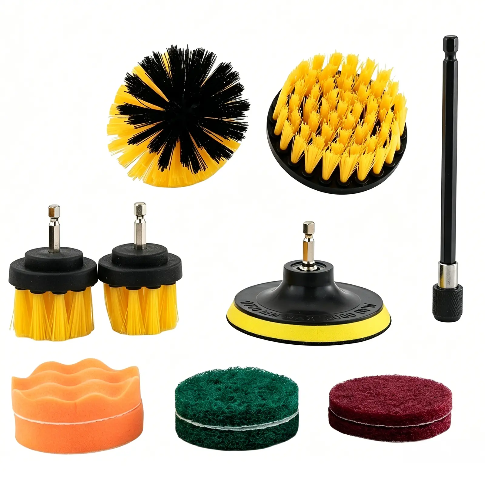 12-Piece Drill Cleaning Brush Attachment Set - Durable Power Scrubber Kit, Compatible with Most Electric Drills for Bathrooms, Tiles, Kitchen Cleaning, No
