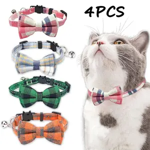 Cat Collar Kitten Collars with Bell and Bow Tie  Breakaway Adjustable Safety Cat Collar