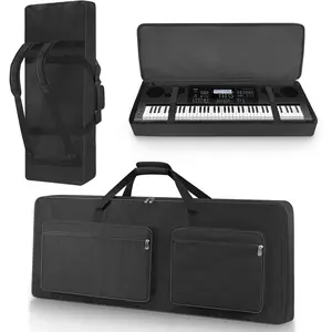76 Key Piano Keyboard Case Bag 46.46" x 5.11" x 17.91",Portable Padded Keyboard Gig Bag with Handles and Adjustable Backpack Straps with 4-Pocket for Keyboard Accessaries (Black)