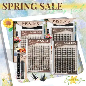 Fairy Lash Kit l JMS&JMS Spiky Manga Clusters,【NO BRUSH】0.05mm Invisible Clear Band,DIY Anime Cartoon Doll Wet Cat Eyelash Extension at Home,Babyface Roundface Beginner-Friendly Feb Stockup