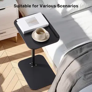 C-Shaped Side Table (Height-Adjustable + Flip-Top)