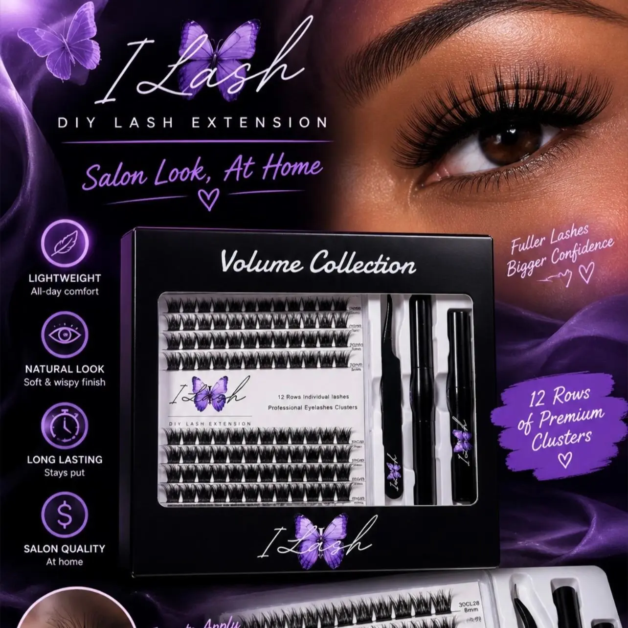 ILash DIY D-Curl Lash Cluster Kit