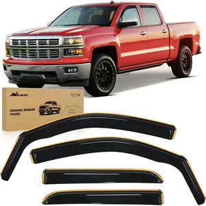 Nilight in Channel Window Deflectors for Chevy Silverado/GMC Sierra 1500 Crew Cab 2014-2018,Silverado/Sierra 2500HD-3500HD Crew Cab 2015-2019 Rain Guards,Vent Window Visors-4pcs Car Truck Vehicle Replacement Automotive