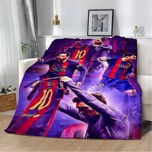 Soft Funny Throw Blanket Leo Messi Blanket NO.10 Football Blanket Football Fans Gifts Soft Flannel Blanket Suitable For Sofa Beds Living Rooms Beloved By Both Adults And Children Birthday Gifts Holiday Party Home Deco