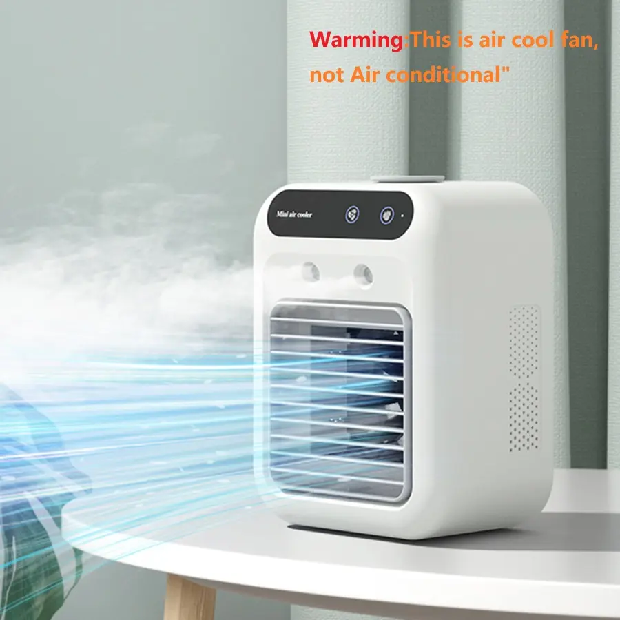 Portable Air Cooler, Adjustable Cooling Fan, Cordless Rechargeable Fan, Portable Misting Fan, Personal Portable AC with 2 Speeds & 2 Mist Modes, Rechargeable Air Cooler with 1800mAh Battery, Quiet Air Cooler for Room Car Office Outdoor