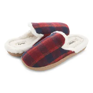 Floopi Women's Faux Fur Plaid Scuff Slipper