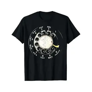 Vintage Rotary Phone Dial Pattern Graphic T-Shirt, y2k Fashion Casual Streetwear Humor Shirt for Men Women, Comfortable & Breathable Material, Everyday Outfit, Trendy Aesthetic Outfit 2026, Gifts, SuperYi