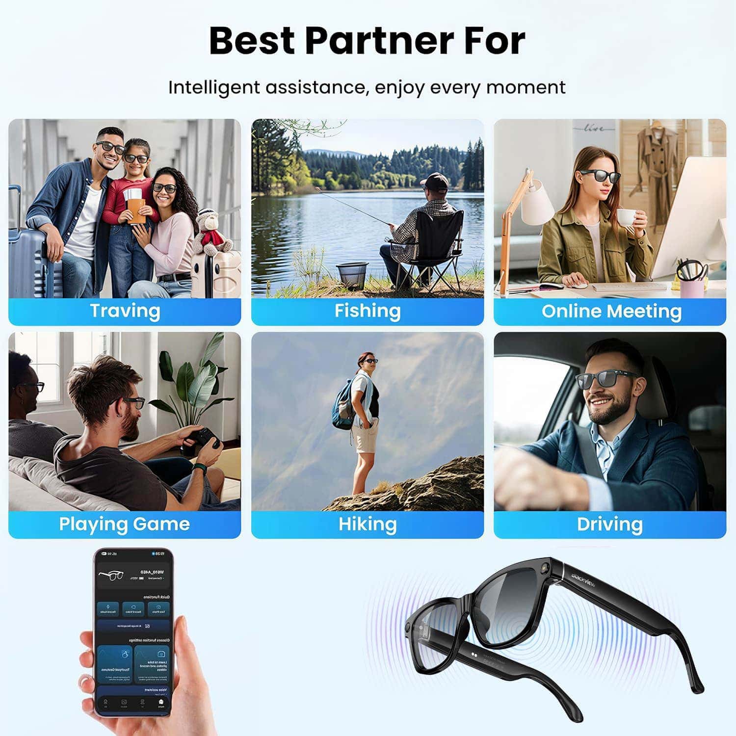 Smart Glasses With Camera For Vlogging 4K Video Stabilization Real-Time AI Translator Photochromic Lenses