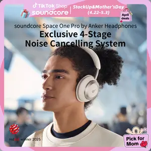 soundcore Space One Pro, FlexiCurve Over-Ear Headphone, Adaptive Active Noise Cancelling Headphones Driven by 6 Mics, 60H Lossless Audio, Ultra-Fast Charging, Hi-Res Wireless, Comfortable Fit