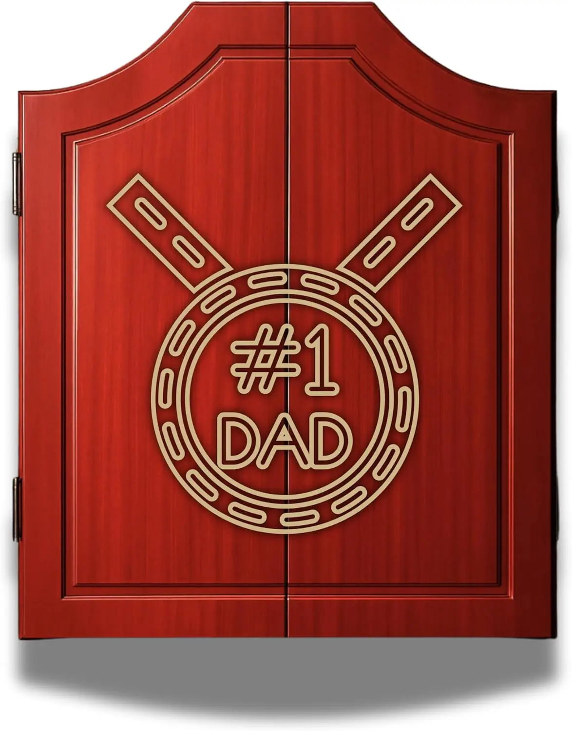Dartboard Cabinet Set with 6 Steel Tip Darts, Paper Fibre Dartboard, Chalk & Eraser (21.5 x 21.5 x 4) - Mancave, Home bar, Games Room or Garage wall.