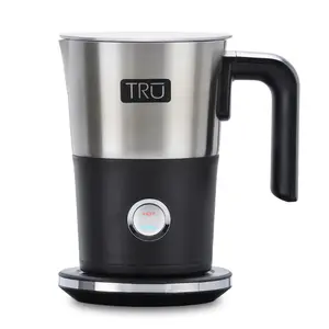 TRU Electric Milk Frother & Warmer by Select Brands, Easy One-Touch Coffee Foam Maker for Lattes, Cappuccinos, Iced Coffee, Cold Brews or Tea, 10 oz