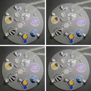 Fashion Cuban Chain Hip-Hop Style Rhinestones Men's Personalized Necklace,  Basketball Graphic Pendant, Unisex Gift for Boyfriend Woman, A necklace suitable for wearing while watching a game to enhance the atmosphere