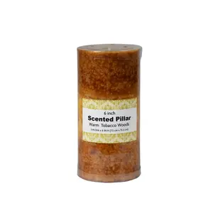 Jeco CPC-3609 3 x 6 in. Tritone Scented Pillar Candle, Orange & Rust