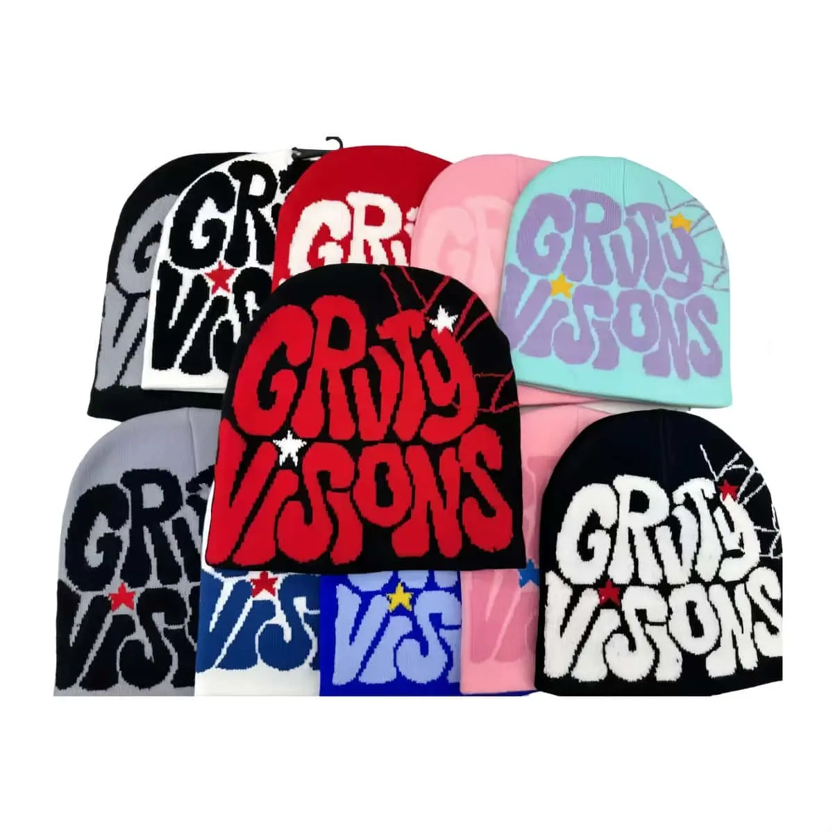 Unisex Y2K Streetwear Graphic Beanie Hat, Hip Hop Grunge Knit Skull Cap, Winter Warm Slouchy Beanie with Star Design for Men Women