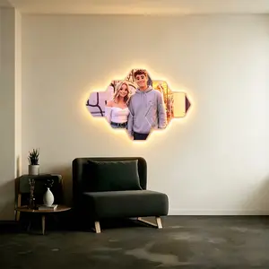 Custom LED wall light photo; converts photos into cartoon and anime styles; lights up with a gentle touch; fun photo collage; USB powered; wall decorative LED art photo collage; ideal for leisure time.