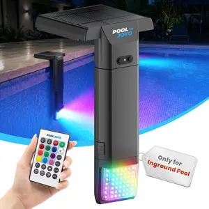POOLJOYO Solar Pool Lights Only for Inground Pools with Remote, 56 LEDs Brighter 3-Sided 180° Underwater Glow, 10-Colors 4 Modes, 3 Brightness Levels, IP68 Waterproof（1 Pack）