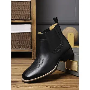Chelsea Cowboy Boots Men Square Toe Western Style Classic Casual Work Ankle Boots, Comfortable & Durable Design