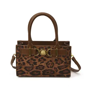 Women's Crocodile Embossed Small Tote Handbag with Gold Circle Buckle Hardware, Mini Square Shoulder Crossbody Bag for Women print crossbody bag