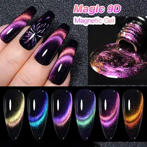 Meet Across 8pcs 9D Magnetic Cat Eye Gel Nail Polish Set, Manicure Soak-Off Formula, Magnetic Stick Included, Easy Nail Art Creation, Nail Care