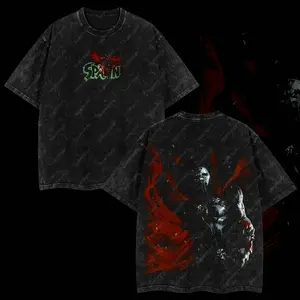 Superstyle The Dark Hero "Spawn" The Agent of Hell Image Comics Edition Double Printed Oversize Lightweight Acid Washed Tee TV Series Graphic Design Top Cotton Streetwear Comic Superheroes T-Shirt Clothes Menswear Womenswear J3H GSZ